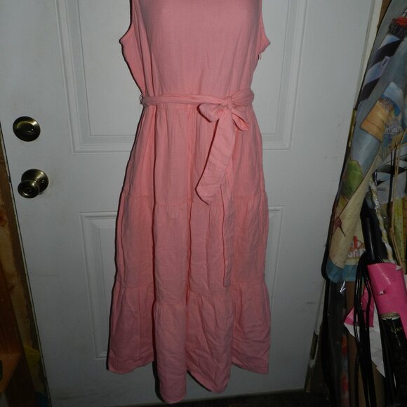 J.Crew Factory $110 Belted Gauze Midi Dress in Pink Size 10 🆕FAST⌚📦🏃🏻💨⚡🚚 - Picture 3 of 14